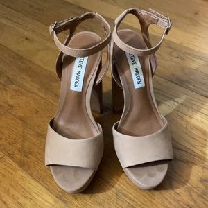 Steve Madden Block Platform Sandal Heels Nude